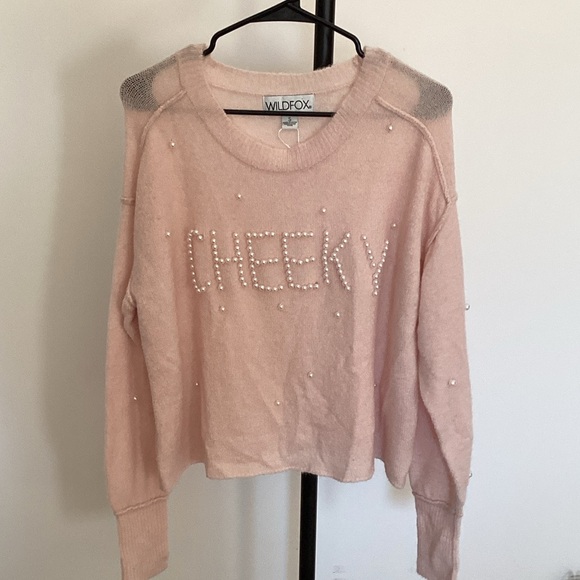 Wildfox Blush Pearl Embellished Sweater small - Picture 2 of 6